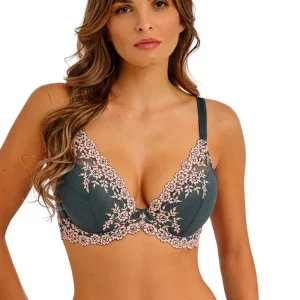 Wacoal - Soutien-gorge plongeant à armatures en dentelle Embrace, coloris ardoise foncé/rose nuage