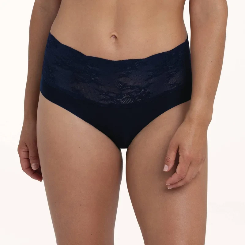 Anita - Culotte taille haute en dentelle Essential Bleu maritime