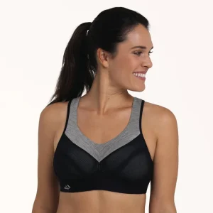 Anita Active - Soutien-gorge de sport en laine Panalp Noir/Mélangé