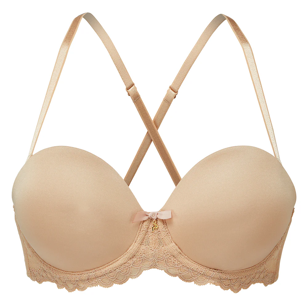 Gossard - Soutien-gorge sans bretelles en dentelle Superboost Beige – Image 6