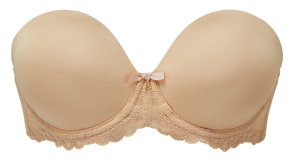 Gossard - Soutien-gorge sans bretelles en dentelle Superboost Beige – Image 5
