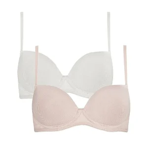 Royce - Lot de 2 soutiens-gorge sans fil Sophia Crème et Blush