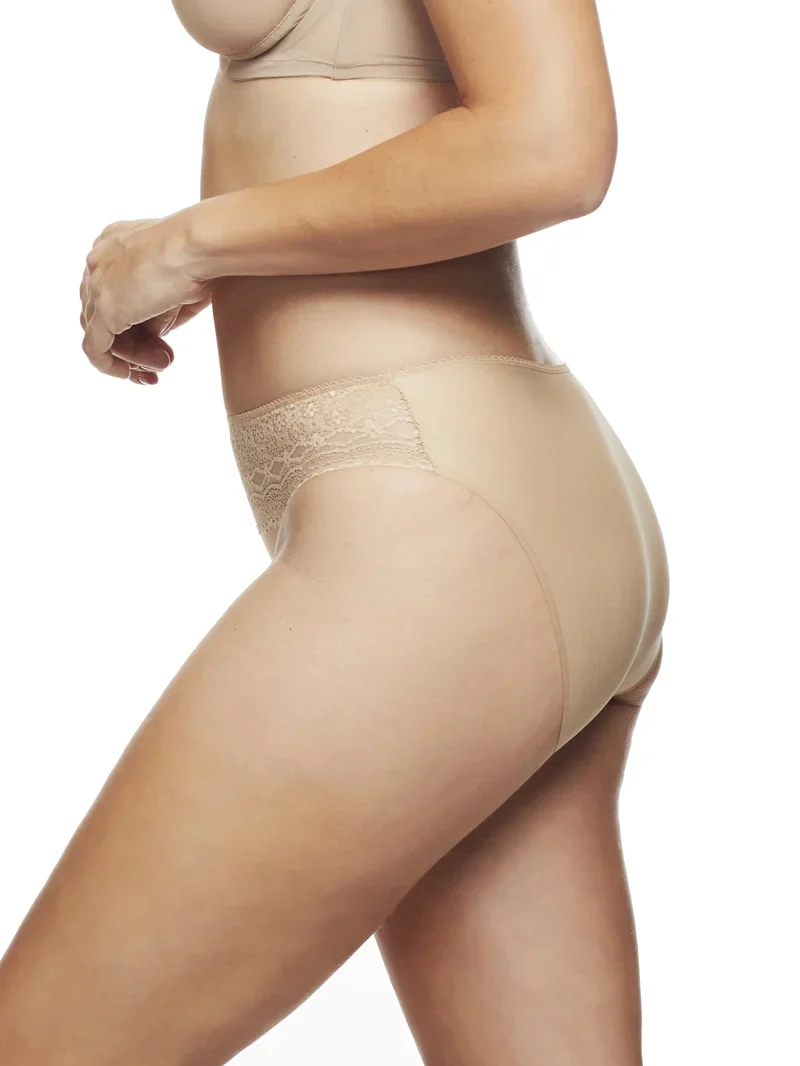 Naomi & Nicole Shapewear - Culotte taille basse en dentelle rose beige – Image 3