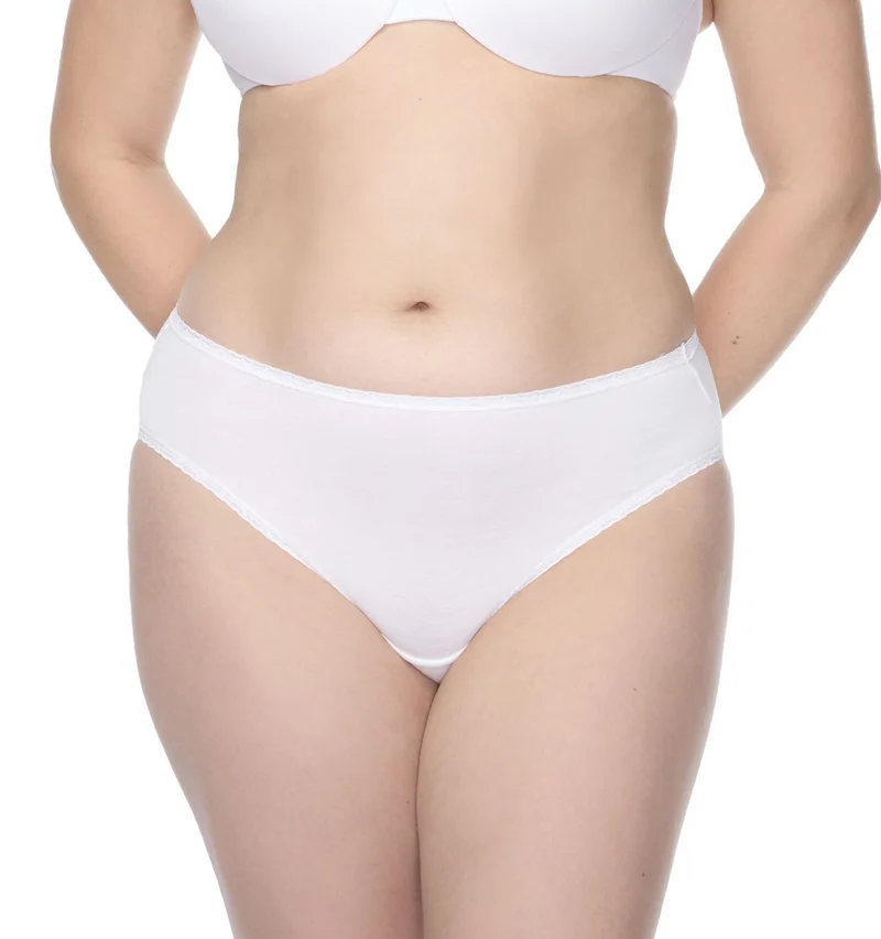 Naomi & Nicole Shapewear - Culotte taille basse en coton et dentelle blanche