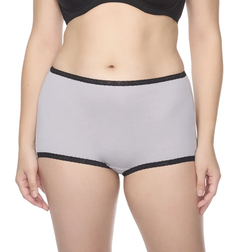 Naomi & Nicole Shapewear - Shorty en coton et dentelle Ultimate Grey