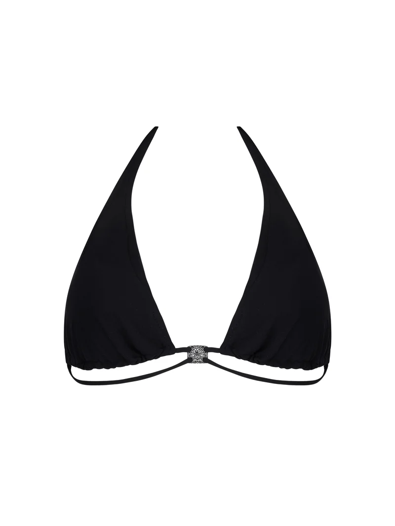 Maillot de bain Lise Charmel - Bikini triangle rembourré souple Éclat d'argent avec liens Noir Argent – Image 2