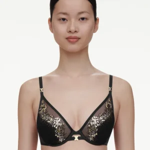 Chantelle - Soutien-gorge plongeant en mousse Genesis Noir pailleté