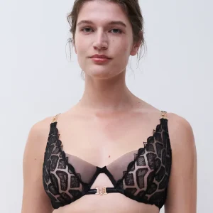 Chantelle - Soutien-gorge plongeant à armatures Reptilia Noir