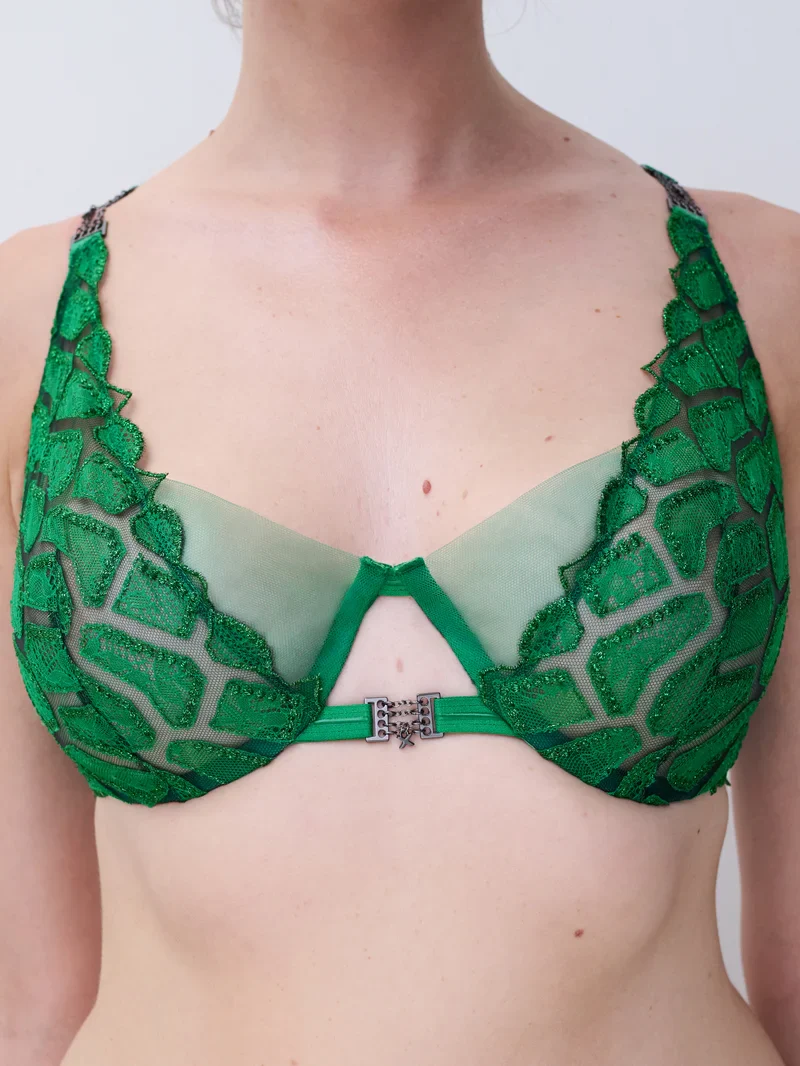 Chantelle - Soutien-gorge plongeant à armatures Reptilia Vert Écosse – Image 3