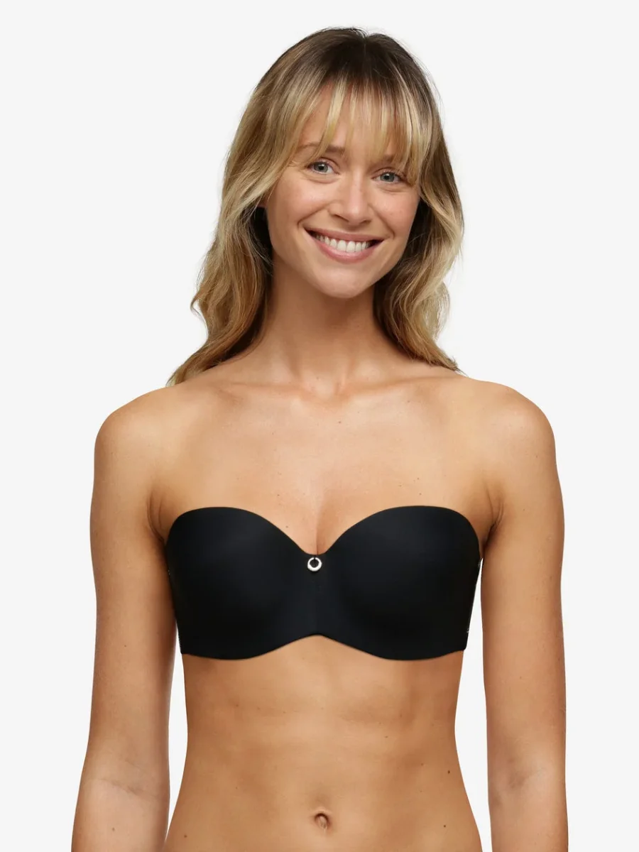 Chantelle - Soutien-gorge t-shirt bandeau en dentelle véritable Noir