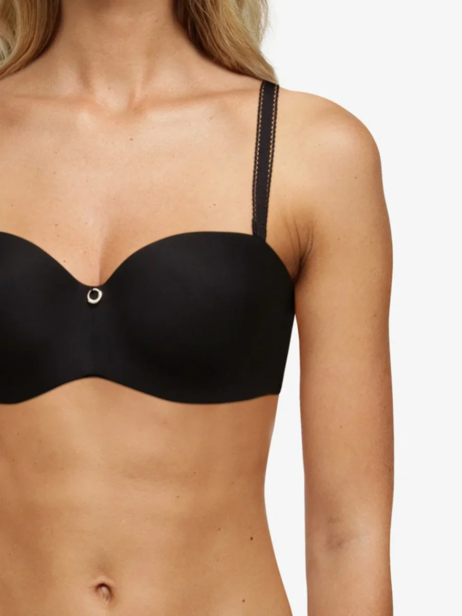 Chantelle - Soutien-gorge t-shirt bandeau en dentelle véritable Noir – Image 3