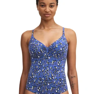 Chantelle Swimwear - Maillot De Bain Couvrant Armatures Eos Léopard Bleu