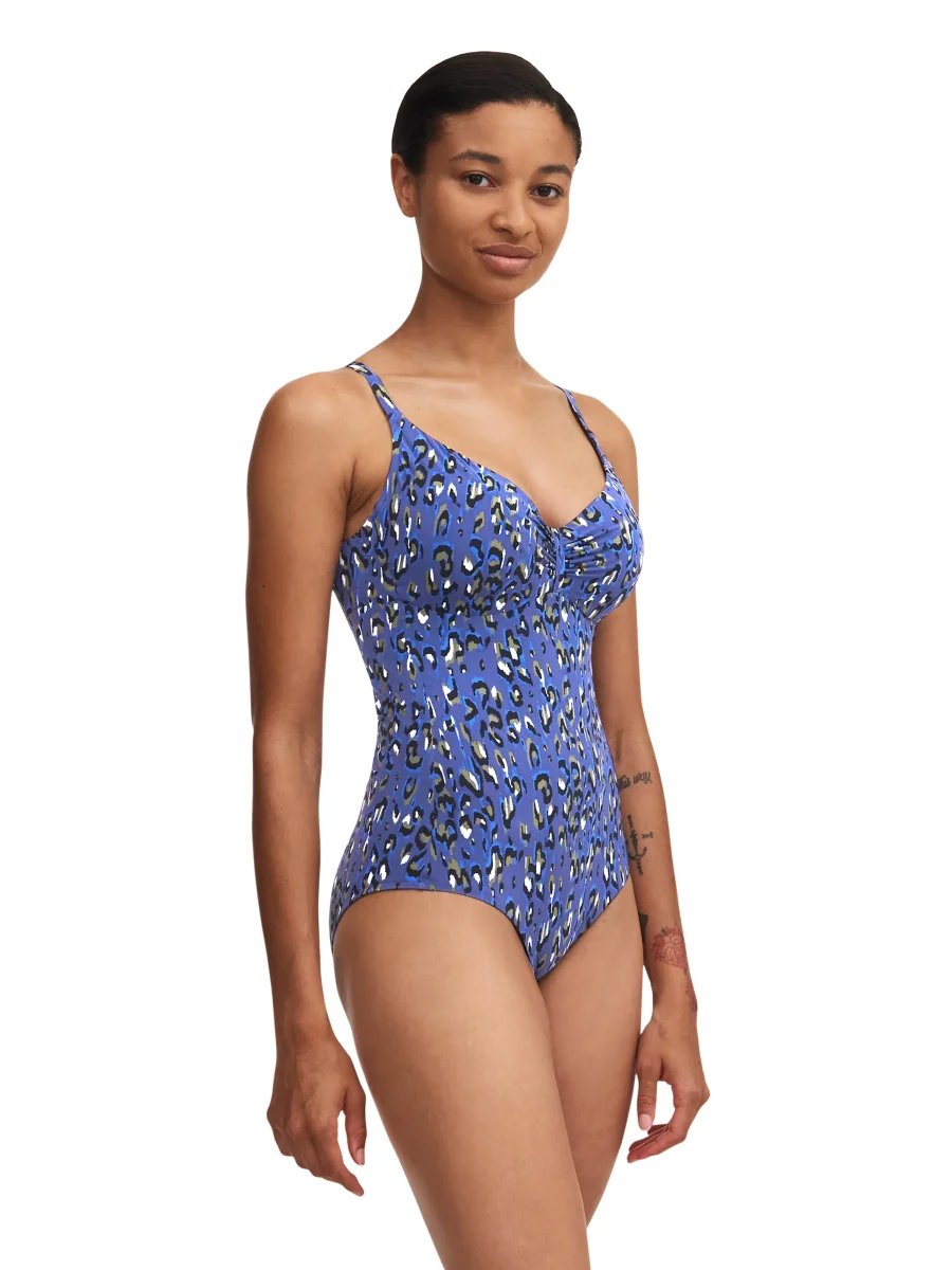 Chantelle Swimwear - Maillot De Bain Couvrant Armatures Eos Léopard Bleu – Image 4