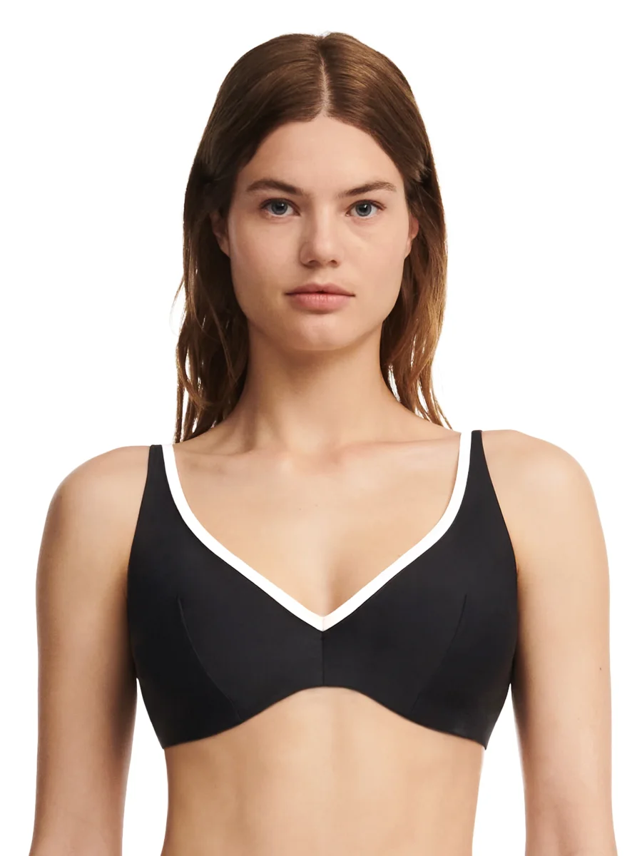 Chantelle Maillots De Bain - Authentic Plunge Underwired Bikini Noir / Blanc – Image 2