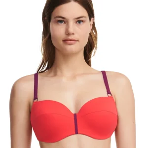 Chantelle Maillots De Bain - Authentic Demi-Coupe Memory Bikini Rouge / Orange
