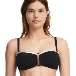 Chantelle maillots de bain - Authentique bikini bandeau sans armatures noir / blanc