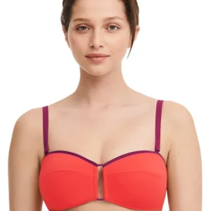 Chantelle Maillots De Bain - Authentic Wirefree Bandeau Spacer Bikini Rouge / Orange