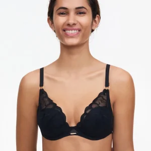 Chantelle - Soutien-gorge T-Shirt Plongeant Fleurs Noir