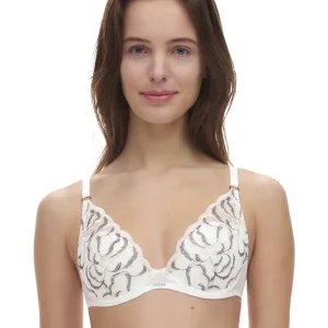 Chantelle - Soutien-gorge plongeant Fleurs Milk / Black