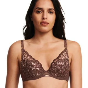 Chantelle - Soutien-gorge t-shirt plongeant Fleurs imprimé léopard