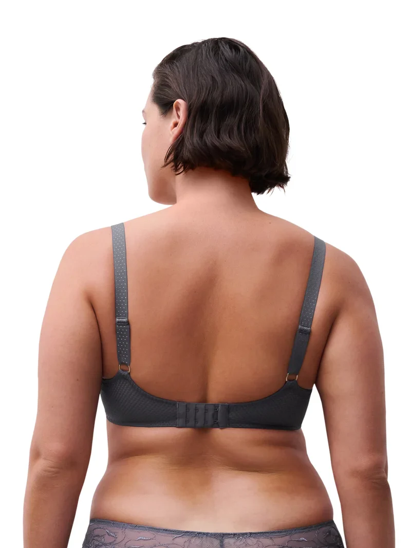 Chantelle - Soutien-gorge T-shirt décolleté plongeant Fleurs Gris fantaisie – Image 5