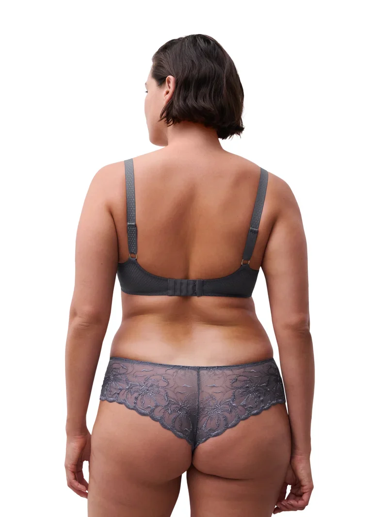 Chantelle - Soutien-gorge T-shirt décolleté plongeant Fleurs Gris fantaisie – Image 4