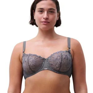 Chantelle - Fleurs Soutien-gorge balconnet demi-bonnet Gris fantaisie