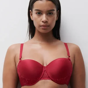 Chantelle - Soutien-gorge demi-bonnet à mémoire de forme Fleurs, teintes Candy Apple