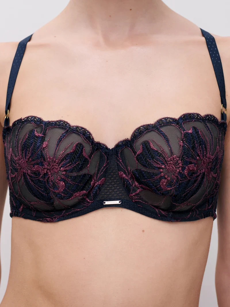 Chantelle - Soutien-gorge balconnet demi-bonnet Fleurs Signature Sailing Blue Lurex – Image 3