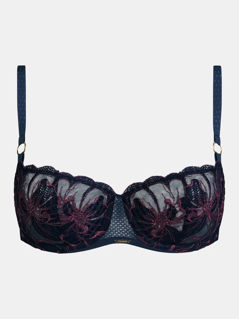 Chantelle - Soutien-gorge balconnet demi-bonnet Fleurs Signature Sailing Blue Lurex – Image 5