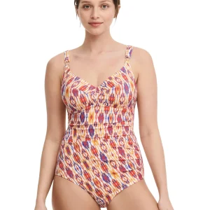 Chantelle Maillots De Bain - Maillot De Bain Couvrant à Armatures Devotion Rouge Ikat