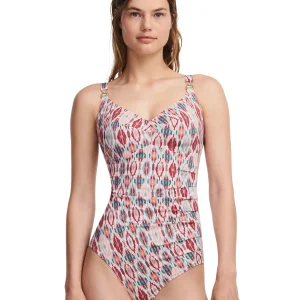 Chantelle maillots de bain - Maillot de bain couvrant à armatures Devotion Turquoise Ikat