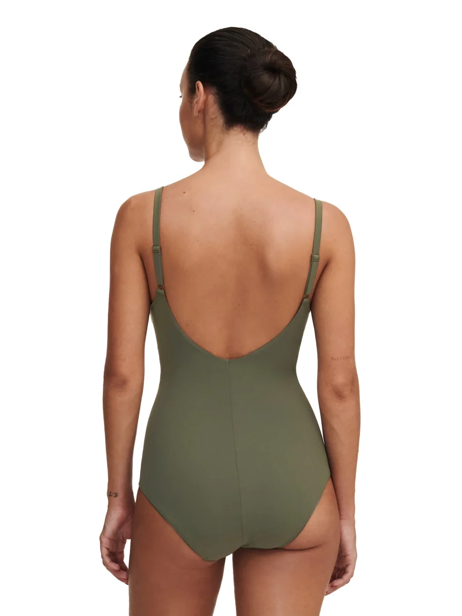Maillot de bain Chantelle Swimwear - Maillot de bain à armatures avec emblème vert kaki – Image 3