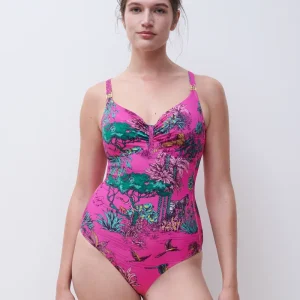 Maillot de bain Chantelle - Maillot de bain à armatures couvrant Sauvage, rose jungle