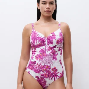 Maillot de bain Chantelle - Maillot de bain à armatures couvrant Sauvage Blanc Jungle