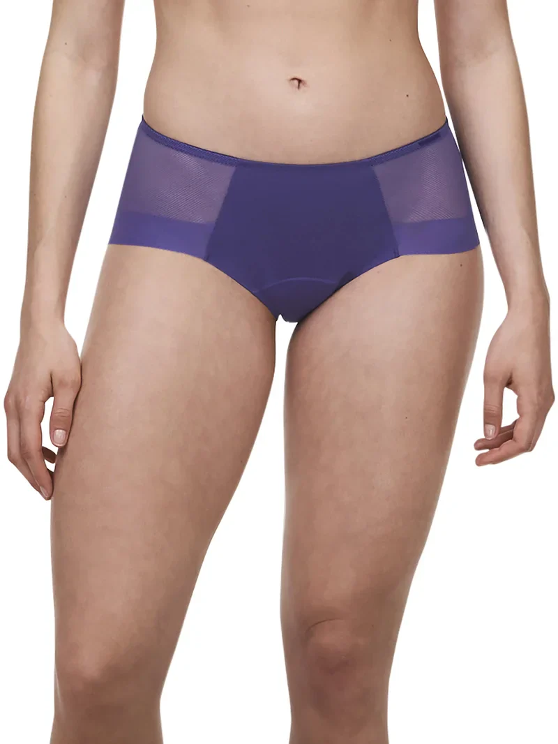 Chantelle - Culotte menstruelle shorty en résille violette et bleue
