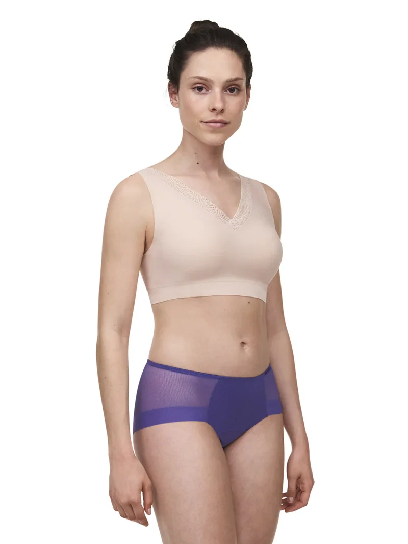 Chantelle - Culotte menstruelle shorty en résille violette et bleue – Image 3