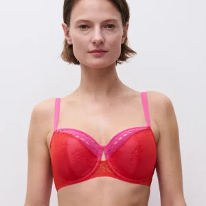 Chantelle - Soutien-gorge demi-bonnet en mousse Poison Rouge flamme / Violet fuchsia