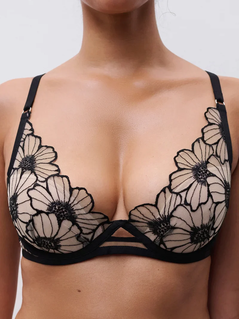 Chantelle - Soutien-gorge plongeant luxueux noir / rose pâle – Image 4