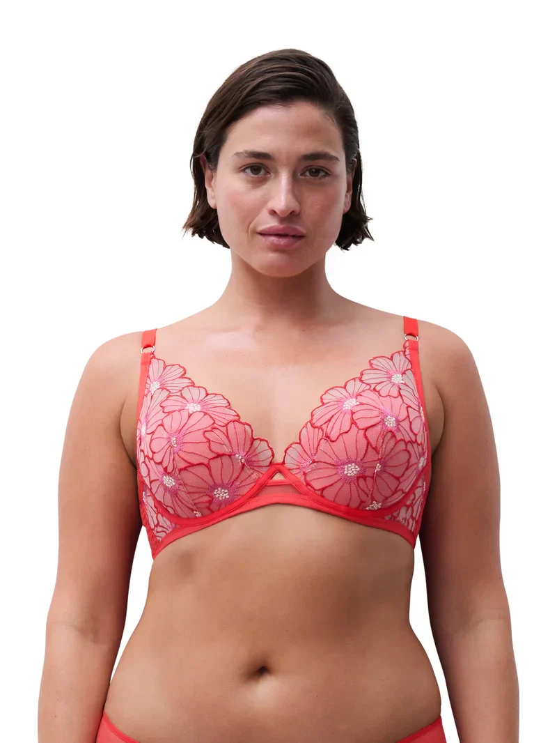 Chantelle - Soutien-gorge T-shirt plongeant Lush Fleur flamboyante – Image 2