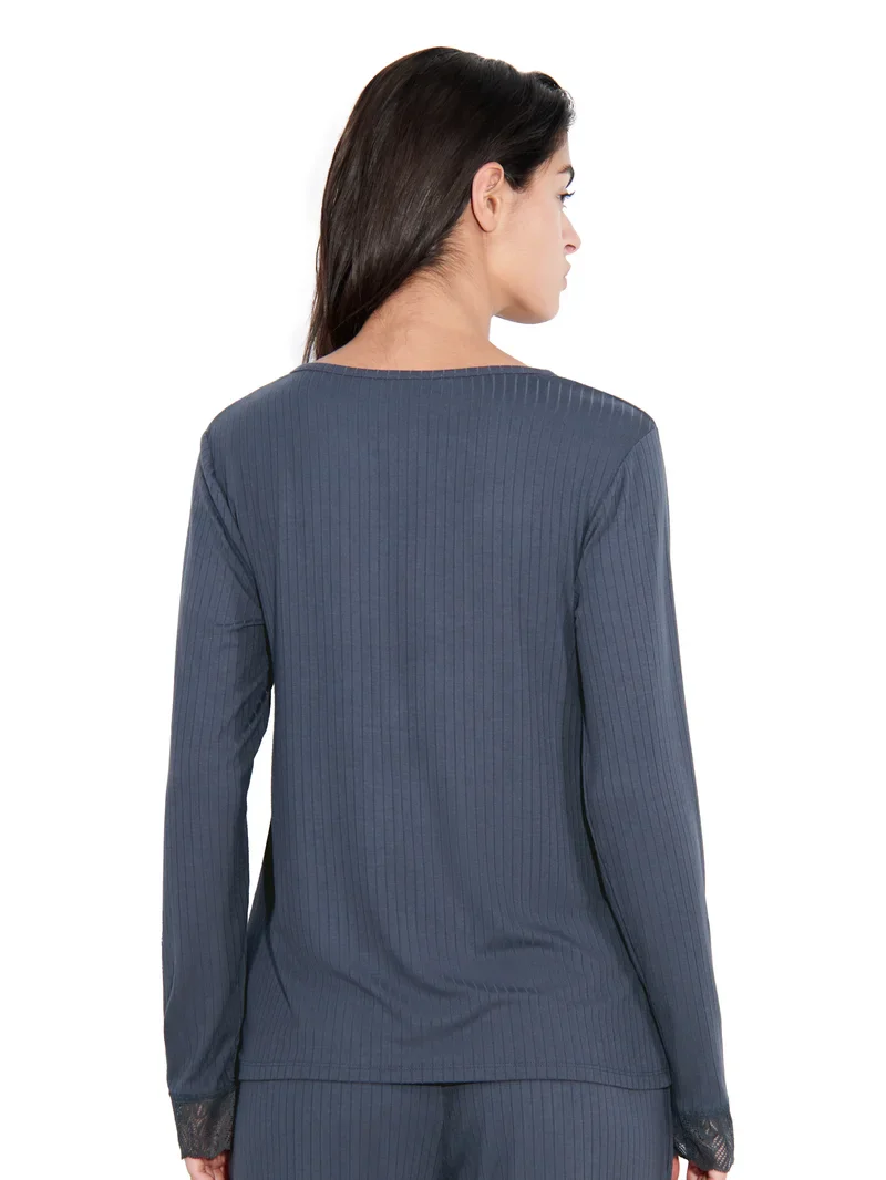 T-shirt Femilet - Laurel à manches longues bleu acier – Image 4