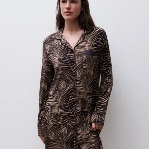 Femilet - Chemise de nuit Daisy manches longues feuilles zébrées