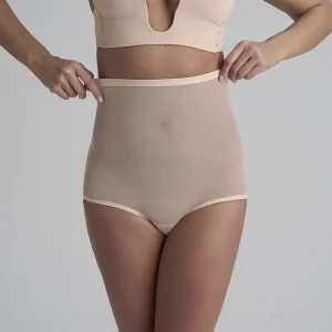 ByeBra - Culotte gainante en tulle beige, maintien moyen, taille haute