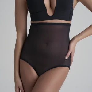 ByeBra - Culotte gainante en tulle à maintien moyen et taille haute noire