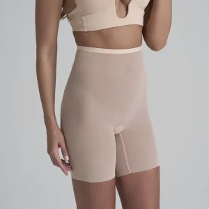 ByeBra - Gaine en tulle gainante, maintien moyen, taille haute, short beige