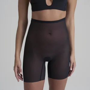 ByeBra - Gaine en tulle gainante, maintien moyen, taille haute, short noir