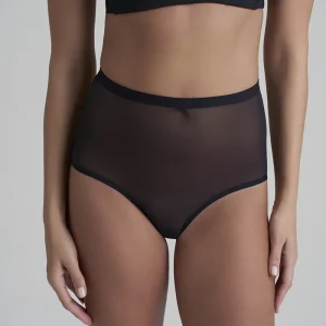 ByeBra - Culotte gainante en tulle à maintien moyen, taille mi-haute, noire