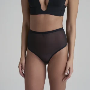 ByeBra - String gainant en tulle noir, maintien moyen, taille mi-haute.