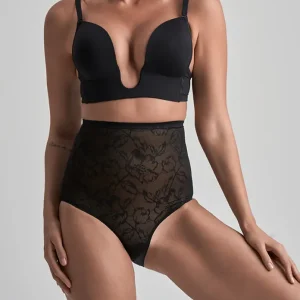 ByeBra - Culotte gainante en dentelle taille haute noire
