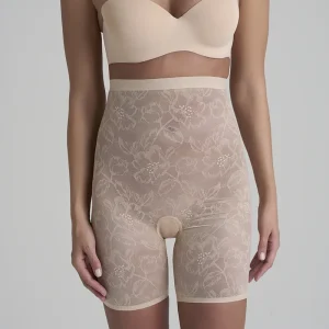 ByeBra - Short gainant en dentelle beige taille haute